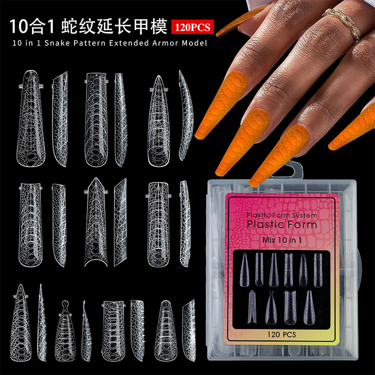 10-in-1 Pola Ular Ekstensi Kuku Bentuk 120pcs