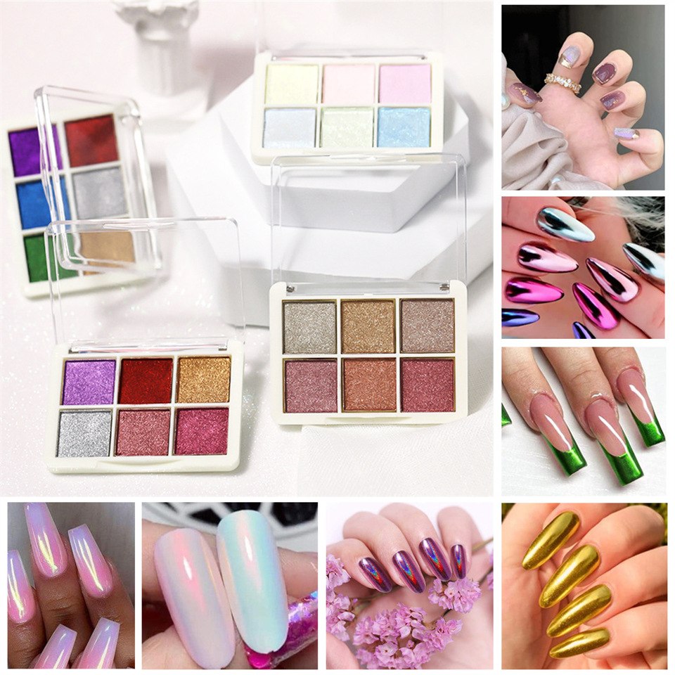 6 ing 1 Solid Chrome Nail Powder Set