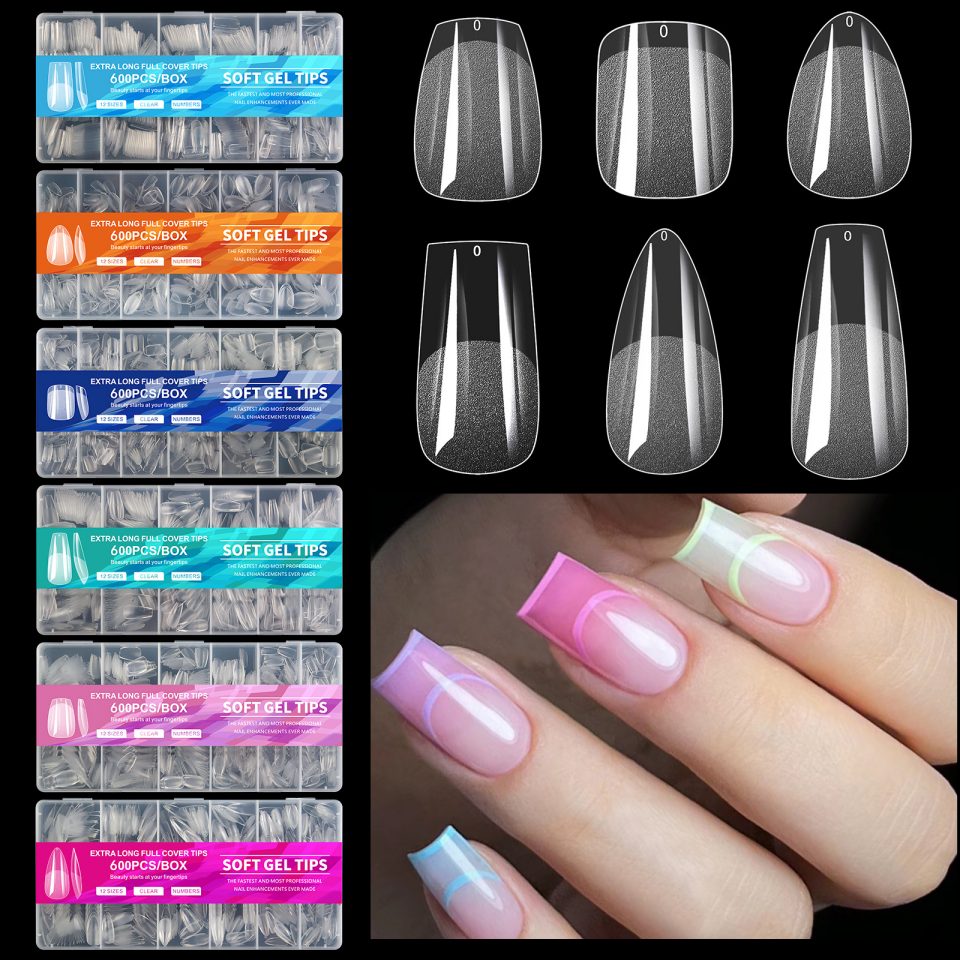 600Pcs Soft Gel Full Cover Kuku Tips