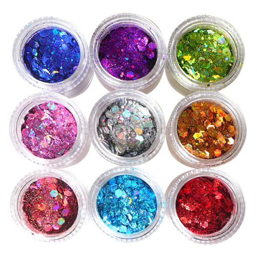 Dekoratif Nail Acrylic Glitter Powder Kanggo aksesoris Kuku
