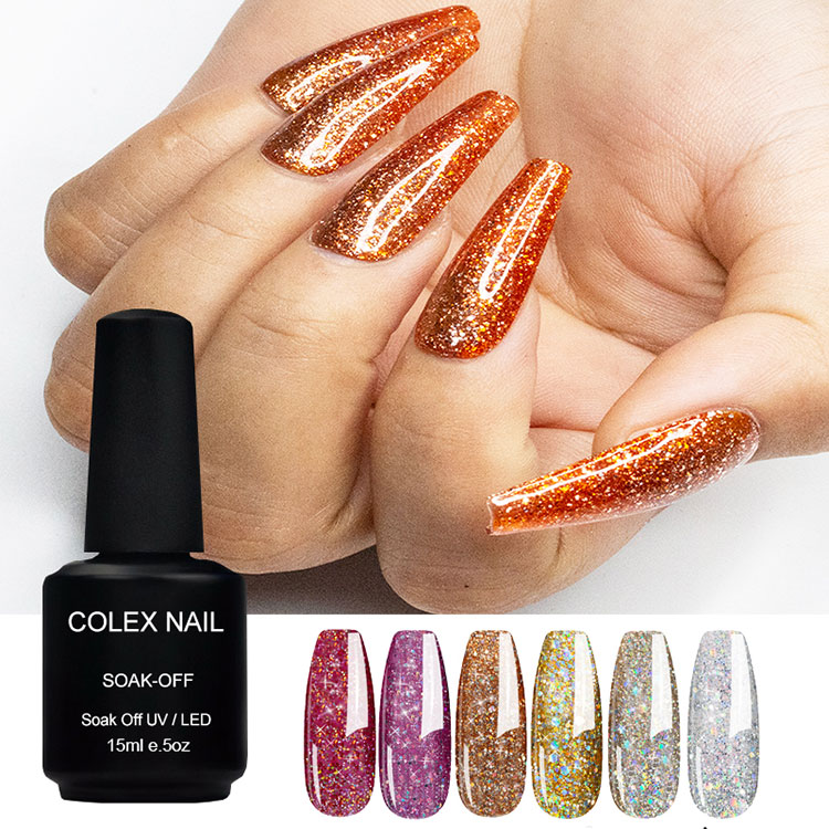 Lampu kilat warna sing cemlorot glitter gel kuku polish