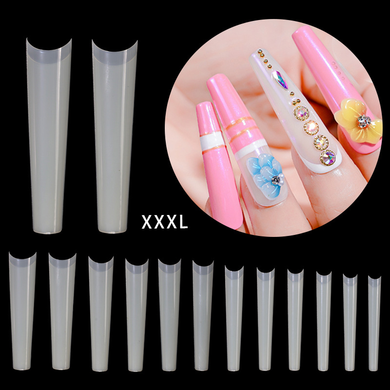 Long Clear Coffin kuku Tips