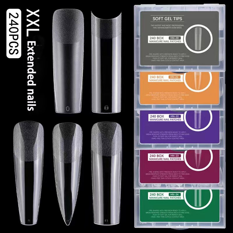 Long Full Cover lembut gel Nail Tips