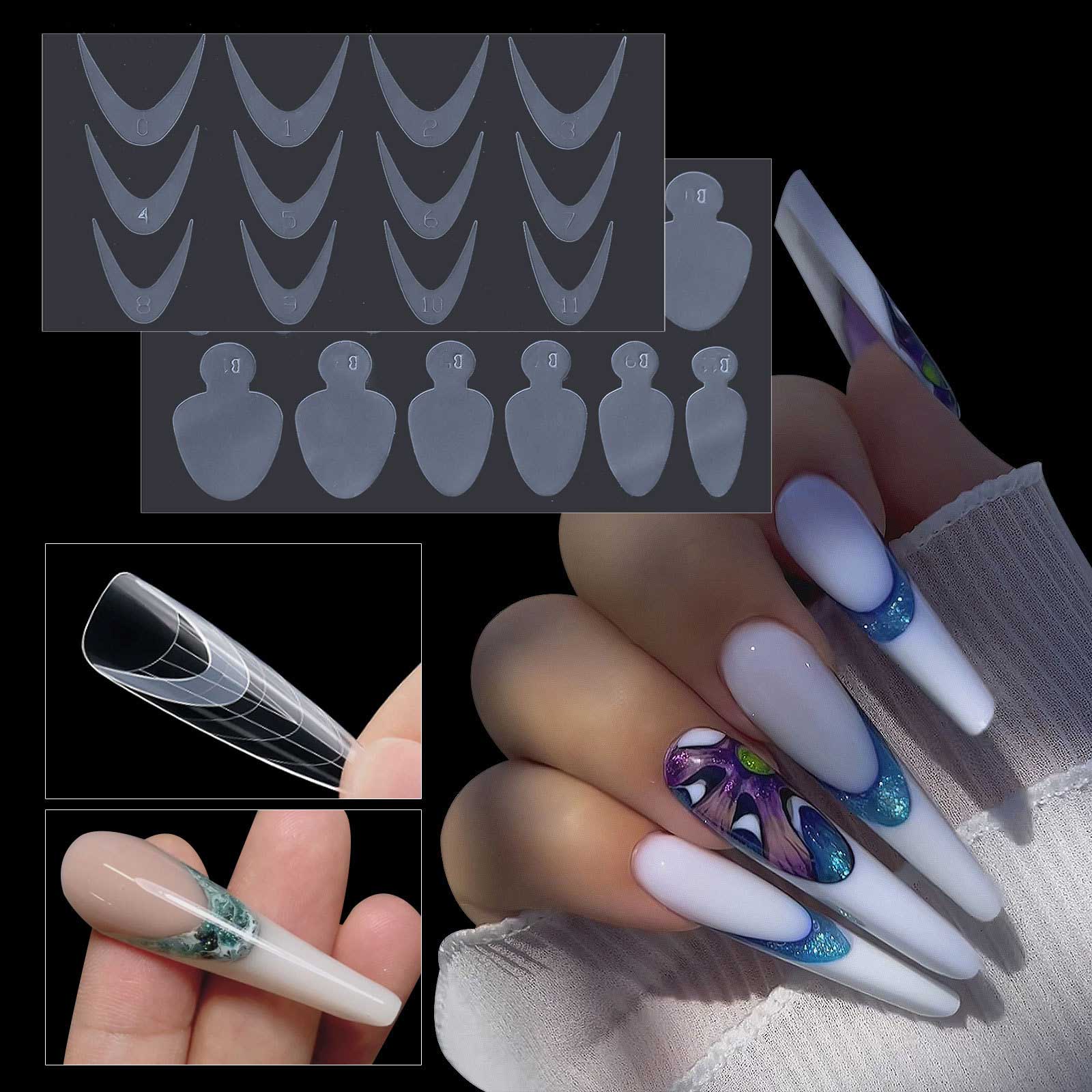 Stiker Manicure Prancis Silikon kanggo Cetakan Kuku