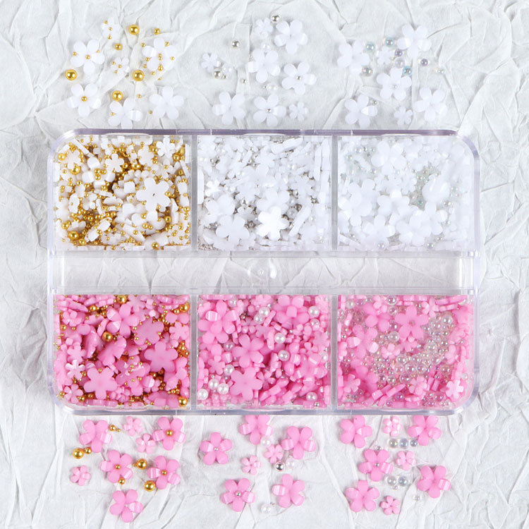 Spring Nail Art Supplies Cherry Blossom karo Mutiara Manicure DIY Nail Dekorasi